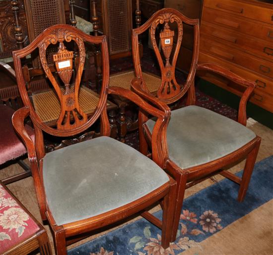 Pair shield back carver chairs